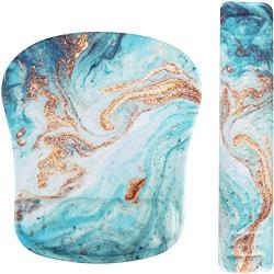 iCasso Mouse Wrist Rest Support Pad and Keyboard Wrist Rest Pad, Ergonomic Raised Memory Foam Wrist Support with No-Slip PU Base, Pain Relief&Prevent for Typer,Gamer (Light Blue Marble)