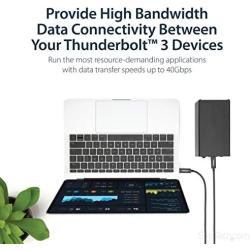 StarTech.com Active 40Gbps Thunderbolt 3 Cable - 3.3ft/1m - Black - 5k 60Hz/4k 60Hz - Certified TB3 Charger Cord w/ 100W Power Delivery (TBLT3MM1MA)