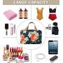 Toiletry Bag for Women Cosmetic Travel Bag Floral Cosmetic Case Large Travel Toiletry Bag for Girls Make Up Bag Navy Blue Brush Bags Reusable Toiletry Bag