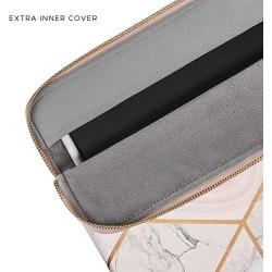 Comfyable Tablet Sleeve for iPad Pro 12.9 inch 2020 & Smart/Magic Keyboard with Pencil Holder - PU Leather Bag Waterproof Slim Protective Cover Case - Geometric Marble