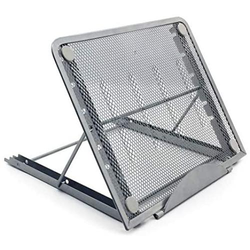Laptop Riser Stand Ventilated Adjustable Desk Tablet PC Support for Pad Phone Steel Mesh Stand , 9.5 x 7.5 x 0.5 Inches, Silver Gray