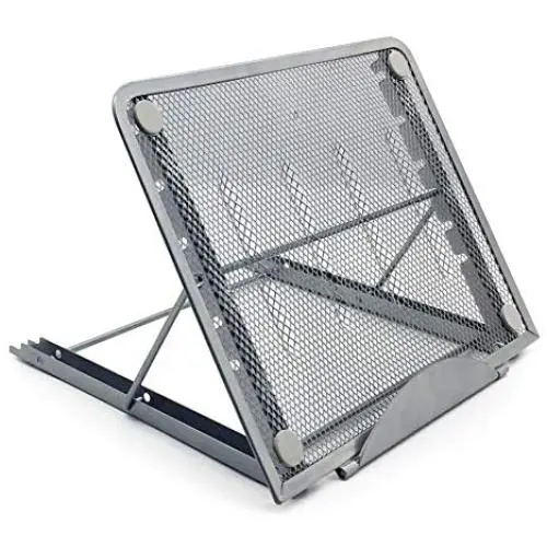 Laptop Riser Stand Ventilated Adjustable Desk Tablet PC Support for Pad Phone Steel Mesh Stand , 9.5 x 7.5 x 0.5 Inches, Silver Gray Laptop Riser Stand Ventilated Adjustable Desk Tablet PC Support for Pad Phone Steel Mesh Stand , 9.5 x 7.5 x 0.5 Inches, Silver Gray