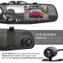 Pyle Dash Cam Rearview Mirror - 4.3” DVR Monitor Rear View Dual Camera Video Recording System in Full HD 1080p w/Built in G-Sensor Motion Detect Parking Control Loop Record Support - PLCMDVR49