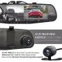 Pyle Dash Cam Rearview Mirror - 4.3” DVR Monitor Rear View Dual Camera Video Recording System in Full HD 1080p w/Built in G-Sensor Motion Detect Parking Control Loop Record Support - PLCMDVR49
