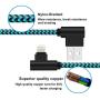 iPhone Charger 10FT Right Angle Long Lightning Cable 90 Degree iPhone Charging Cable for iPhone 12 11 Pro XS Max XR X / 8/7 / 6s Plus/ 5s / 5c / 5se / iPad (Blue 10FT)