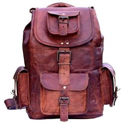 Rustic Vintage Leather Backpack Travel rucksack knapsack daypack Bag for men women Brown (16 x 8 x8 inches)