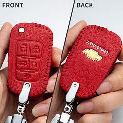 Genuine Leather Car Key Cover Suit for Chevrolet Camaro Cruze Volt Spark Equinox Malibu Sonic Flip Remote Shell Coverkey fob cover key holder 5 button