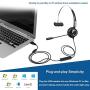 Call Center Noise Cancelling Corded Monaural Headset Headphone with Mic Microphone with USB Plug for Computer and Laptop, Volume Control and Mute Switch
