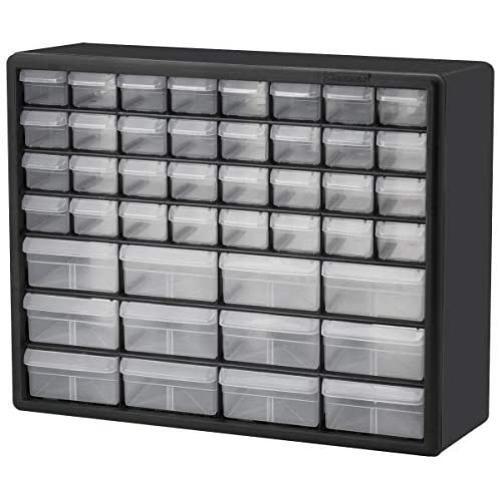 Akro-Mils 44 Drawer 10144, Plastic Parts Storage Hardware and Craft Cabinet, (20-Inch W x 6-Inch D x 16-Inch H), Black (1-Pack)