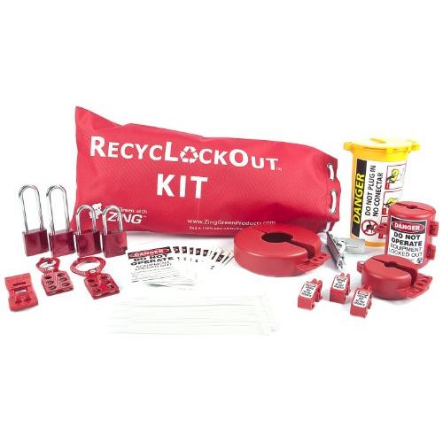 ZING 2724 RecycLockout Lockout Bag Kit with Aluminum Padlocks, 35 Components