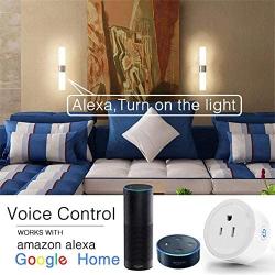 Smart WiFi Plug Outlet Compatible with Alexa and Google Home & IFTTT, Remote Control Your Home Appliances from Anywhere, Voice Control and Timer Function Wireless Socket, No Hub Required 2 Pack