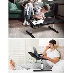 Laptop Bed Tray Table, SAIJI Adjustable Bed Desk for Laptop, Foldable Laptop Stand with Storage Drawer for Eating, Working, Writing, Gaming, Drawing (X-Large,Black)