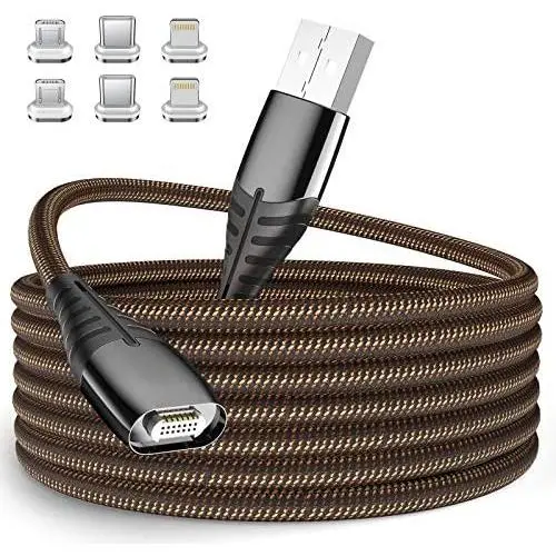 Magnetic Charging Cable 2Pack 6ft and 6Pack Magnet Adapter for Android Mirco USB Type-C Smartphone and iPhone Ipad