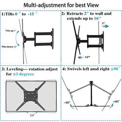 Everstone Heavy Duty Single Stud TV Wall Mount Bracket for Most 32-80 Inch LED,LCD,OLED,Plasma Flat Screen,Curved TVs,with Full Motion Articulating Arm,Up to VESA600x400 and 110lbs