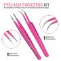 Lash Tweezers, Pack of 2 Stainless Steel Tweezers for Eyelash Extensions | Straight and Curved Tip Eyelash Tweezers | False Lash Application Tools
