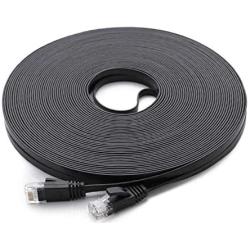 Cat 6 Ethernet Cable Black 150 ft (at a Cat5e Price but Higher Bandwidth) Flat Internet Network Cable - Cat6 Ethernet Patch Cable Short - Computer LAN Cable with Snagless RJ45 Connectors