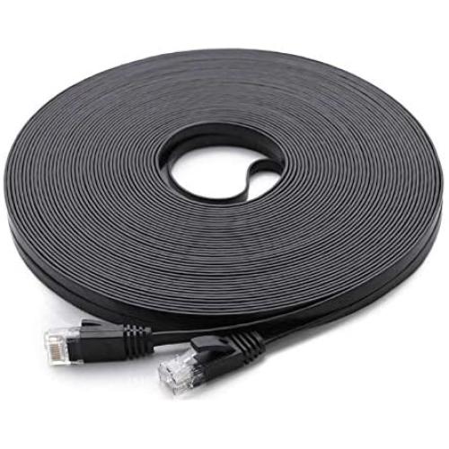 Cat 6 Ethernet Cable Black 150 ft (at a Cat5e Price but Higher Bandwidth) Flat Internet Network Cable - Cat6 Ethernet Patch Cable Short - Computer LAN Cable with Snagless RJ45 Connectors