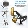 HUANUO Dual Monitor Stand - Fully Adjustable Monitor Desk Mount Gas Spring LCD Monitor Arm VESA Mount for 13'' to 27'' Flat Curved Computer Screens - Each Arm Hold Up to 17.6lbs