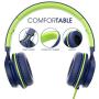 AILIHEN C8 (Upgraded) Headphones with Microphone and Volume Control Folding Lightweight Headset for Cellphones Tablets Smartphones Chromebook Laptop Computer PC Mp3/4 (Blue Green)