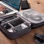 Uzsoeey Electronics Accessories Travel Organizer Bag - Waterproof Portable Double Layer Cable Storage Bag for Charger, Phone, Mini Tablet, SD Card, Gray