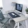 Leather Desk Pad 32'' x 17'', Vine Creations Office Desk Mat Waterproof Dark Blue/Gray, Smooth PU Leather Mouse Pad Writing Surface, Top of Desks Protector, Dual-Sided Blotter Accessories Decor