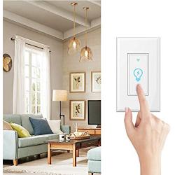 WiFi Light Switch Smart Light Switch Alexa Compatible with Google Home, Smart Wall Switch with Remote Control, Schedule Timer, Neutral Wire is Needed, KULED Touch Light Switches 2Pack