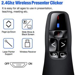 Wireless Presenter Remote, ESYWEN RF 2.4GHz USB Presentation Remote Control PowerPoint Presentation Clicker for Keynote/PPT/Mac/PC…
