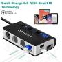 OOWOLF Cigarette Lighter Adapter Quick Charge 3.0 180W 12V/24V 3-Socket Splitter 4 USB Ports Car Power Adapter for GPS, Dash Cam, Sat Nav, Phone, Tablet, etc