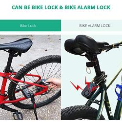 Wsdcam Bike Lock Alarm with Remote Universal Security Alarm Lock System Anti-Theft Vibration Alarm for Bicycle Motorcycle Door Gate Lock 110dB,31.49 inch Cable Length, IP55 waterproof Alarm Cable Lock