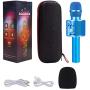 BONAOK Wireless Bluetooth Karaoke Microphone,3-in-1 Portable Handheld Karaoke Mic Speaker Machine Birthday Home Party for Android/iPhone/PC or All Smartphone (Q37 Blue)