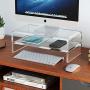 Egchi Clear Acrylic Monitor Stand 2 Tier, 5.5 Inches High Monitor Riser, Desk Organizer Shelf for Multi Media Computer PC Storage Laptop
