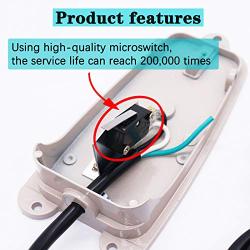 Twidec/Heavy Duty Foot Switch SPDT NO NC AC250V 10A Electric Pedal Momentary Foot Pedal Switch with 5-ft Cable with Piggyback Plug (3-Pronged) FS-3XCT