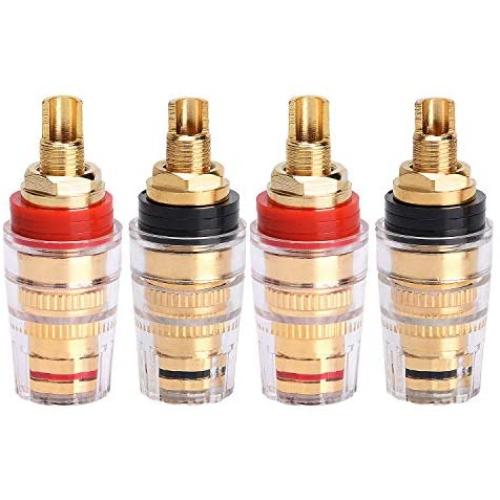 2 Pairs 4mm Banana Plug Socket Connector Binding Post for Amplifier Speaker Terminal Socket Connector & Audio Video Cable Plugs & Adapter (Large-Short)