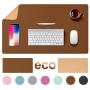 TESOBI Large Natural Cork & Leather Desk Pad, Double-Sided Desk Protector, Smooth Surface Mouse Pad, Waterproof Desk Mat for Office/Home/Gaming (24'' x 14'' Grayish Brown)