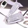 Royalfox(TM) Luxury 3 4 Buttons 3D Bling Smart keyless Entry Remote Key Fob case Cover for Mercedes-Benz E-Class S-Class W213 2016 2017 2018 2019,with Keychain (Silver)