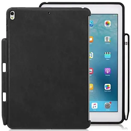 KHOMO - iPad Pro 10.5 Inch & iPad Air 3 2019 Black PU Leather Case With Pen Holder - Companion Cover - Perfect match for Apple Smart keyboard and Cover