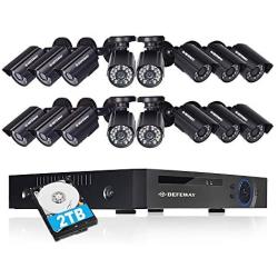DEFEWAY 16 Channel Security Camera System,1080P Lite 16CH Surveillance DVR Recorder System, 16 x 720P Weatherproof Indoor Outdoor Cameras with Night Vision, Pre-Installed 2TB Hard Drive,Remote Access
