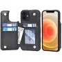 Arae Case for iPhone 12 and iPhone 12 Pro - Wallet Cover with PU Leather Card Holder - Black