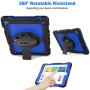 SEYMAC stcok Case for iPad 6th/5th Generation, Shock-Proof [Full-Body] Case with 360 Degrees Rotating Stand [Pencil Holder] [Screen Protector] Hand Strap for iPad 6th/5th/ Air 2/ Pro 9.7 (Blue+Black)