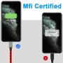 iCrius iPhone Charger Cable, [MFi Certified] 6ft LED Light Up Visible Flowing Lightning Charger Charging Cord Compatible with iPhone11 Plus/XS/XR/X /8 Plus / 8/7 Plus / 7, iPod Touch More-Red