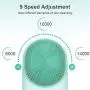 3 in 1 Sonic Facial Cleansing Brush((9 Adjustable Speeds), Silicone Face brush with Heated Massage Helps Open pores&Import Essence, USB Rechargeble Face Scrubber Brush for Deep Cleanning, Exfoliating