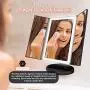 Beautyworks Backlit Makeup Vanity Mirror 36 LED Lights Touch-Screen Light Control, Tri-Fold 1/2/3X Magnification, Portable High-Definition Clarity Cosmetic Light Up Magnifying Mirror (Midnight Black)