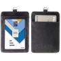 Retractable Badge Holder, Wisdompro Retractable Reel with Keyring and 2-Sided PU Leather Student ID Badge Card Holder Wallet Case with 1 Clear ID Window and 1 Credit Card Slot School Supply - Vertical