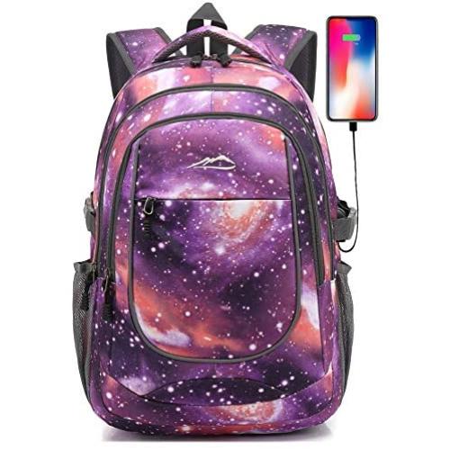 Backpack For School College Student Laptop Bookbag Travel Business with USB Port (Galaxy Color G)