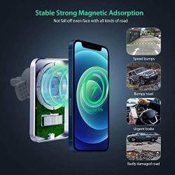 iButliv Mag-Safe Car Mount Charger, Magnetic Wireless Car Charger Compatible with iPhone 12/12 Pro/12 mini/12 Pro Max, 15W Qi Fast Charging Auto-Clamping Magnet Car Air Vent Phone Holder Mount(White)