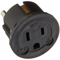 VCT Electronics VP11B Grounded Europe Adapter - USA To Europe Heavy Duty Adaptor Plug German Schuko