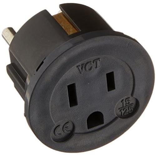 VCT Electronics VP11B Grounded Europe Adapter - USA To Europe Heavy Duty Adaptor Plug German Schuko