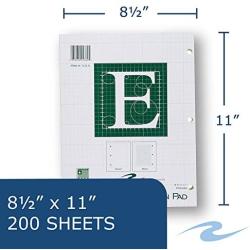 Roaring Spring 5x5 Grid Engineering Pad, 15# Green, 3 Hole Punched, 8.5'' x 11'' 200 Sheets, Green Paper