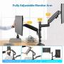 Huanuo Dual Monitor Stand - Height Adjustable Gas Spring Arm Swivel Monitor Desk Mount Fit Two 22 to 32 inch Computer Screen with C Clamp, Grommet Mounting Base, Each Arm Hold 4.4 to 26.5 lbs