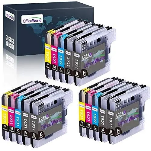 OfficeWorld Compatible Ink Cartridges Replacement for Brother LC-61 LC61, Work with Brother MFC-495CW, MFC-490CW, MFC-6490CW, MFC-6490CW, MFC-6890CDW(6 Black, 3 Cyan, 3 Magenta, 3 Yellow) 15 Pack